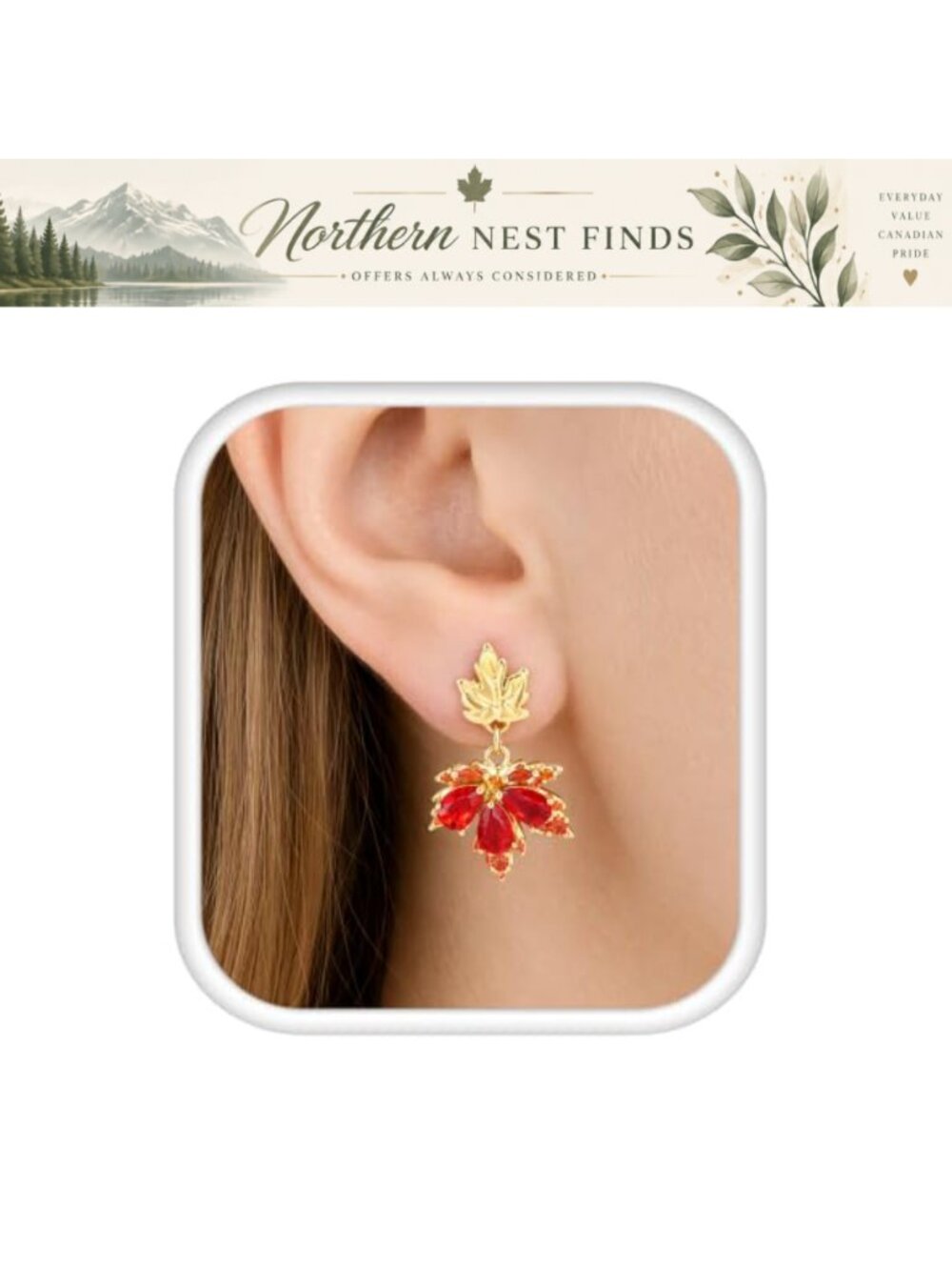Maple Leaf Dangle Earrings Gold Tone Metal Fall Autumn Jewelry